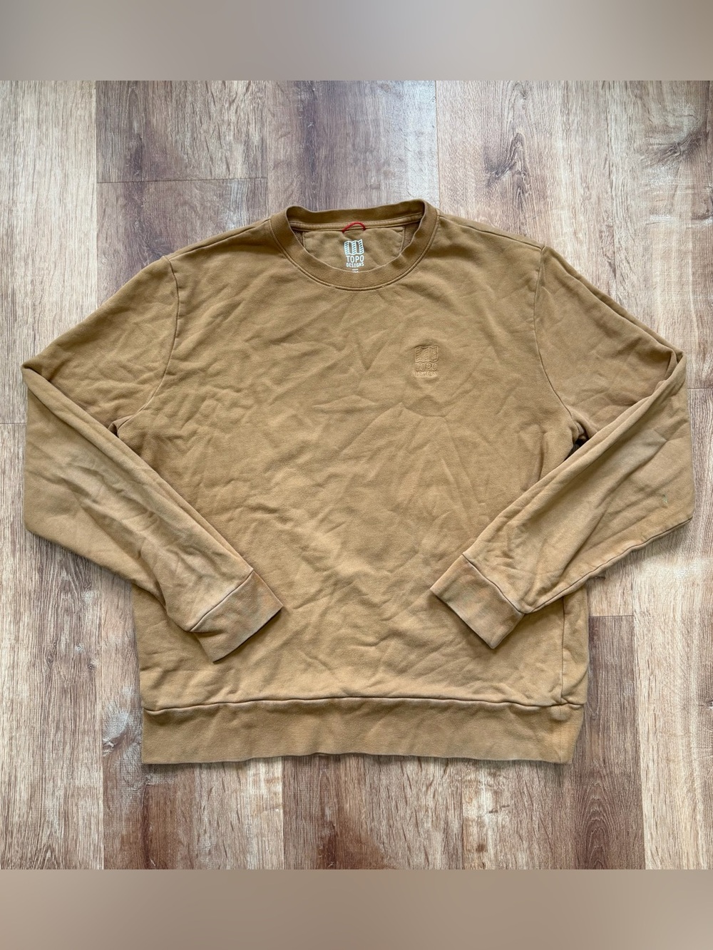 Topo Designs Crewneck Sweatshirt Mens Large Brown Organic Cotton Gym Activewear